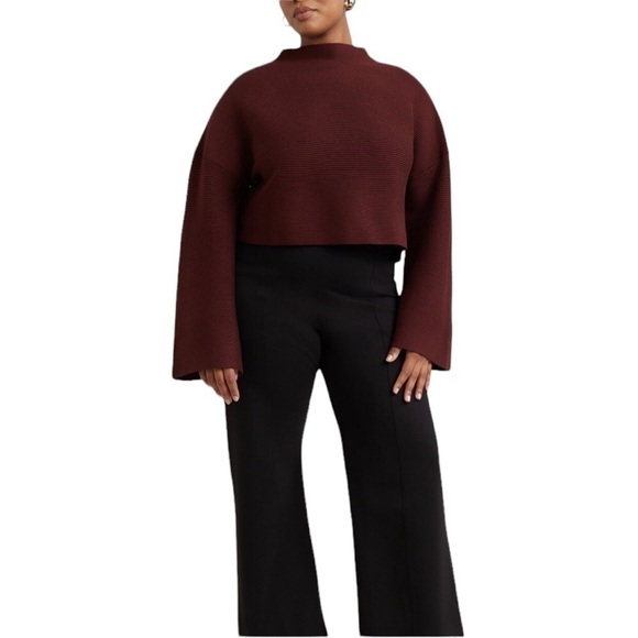 Modern Citizen Sweater The Lou Rib Knit Bell  Sleeve Deep Burgundy Size 3X - Picture 11 of 13